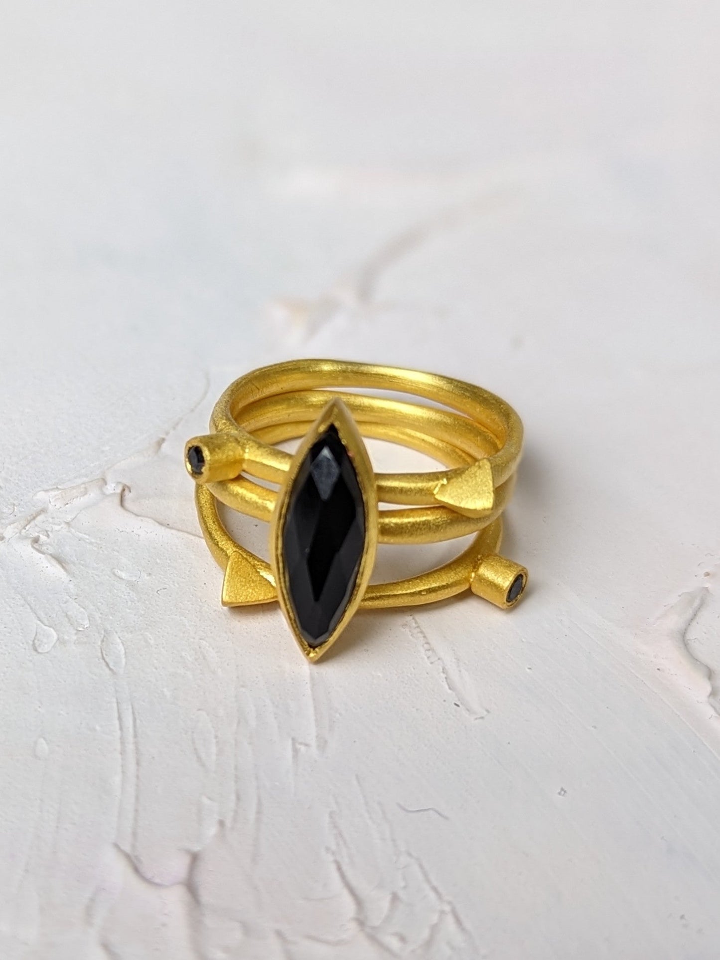 Onyx Marquis Stacking Ring by Ash & Rose