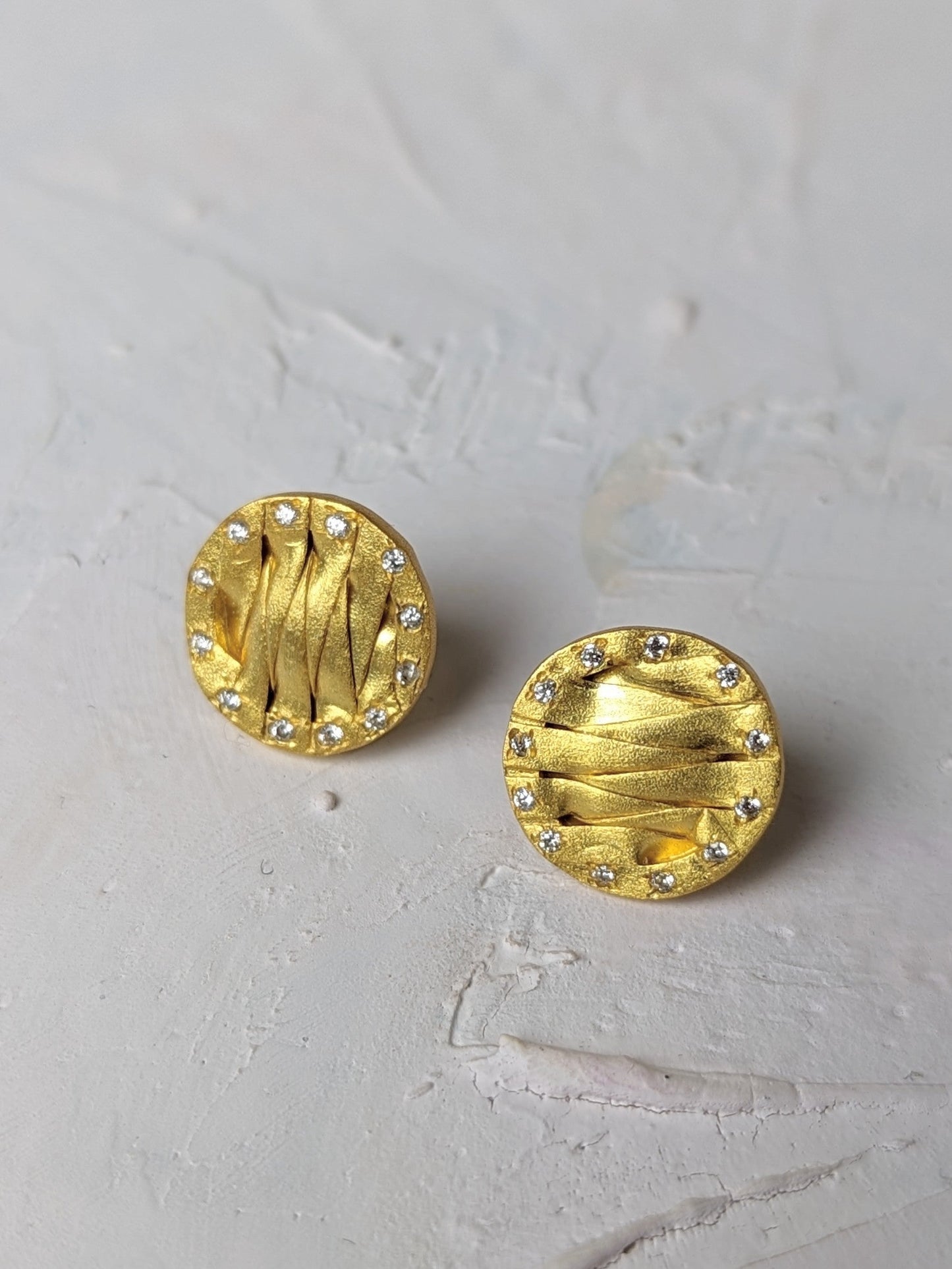 Pavé Basket Stud Earrings by Ash & Rose