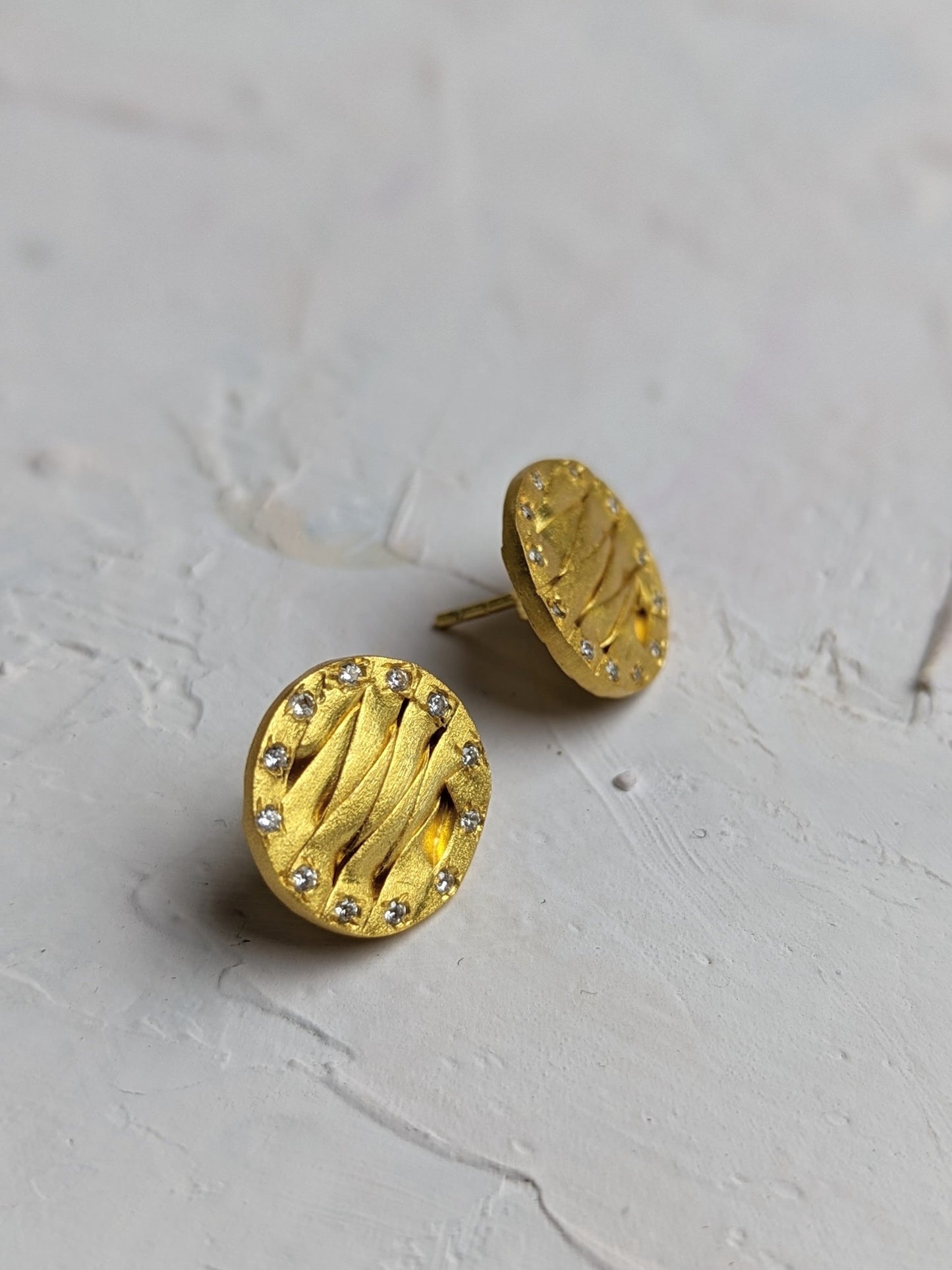 Pavé Basket Stud Earrings by Ash & Rose