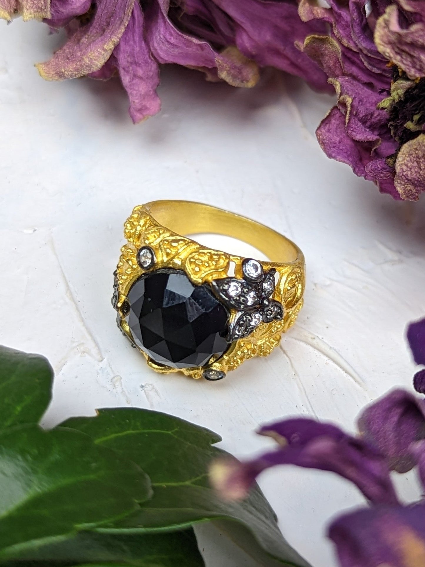 Noor Black Onyx Ring by Ash & Rose