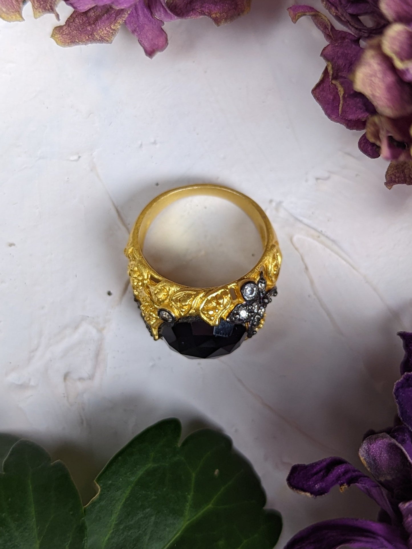 Noor Black Onyx Ring by Ash & Rose