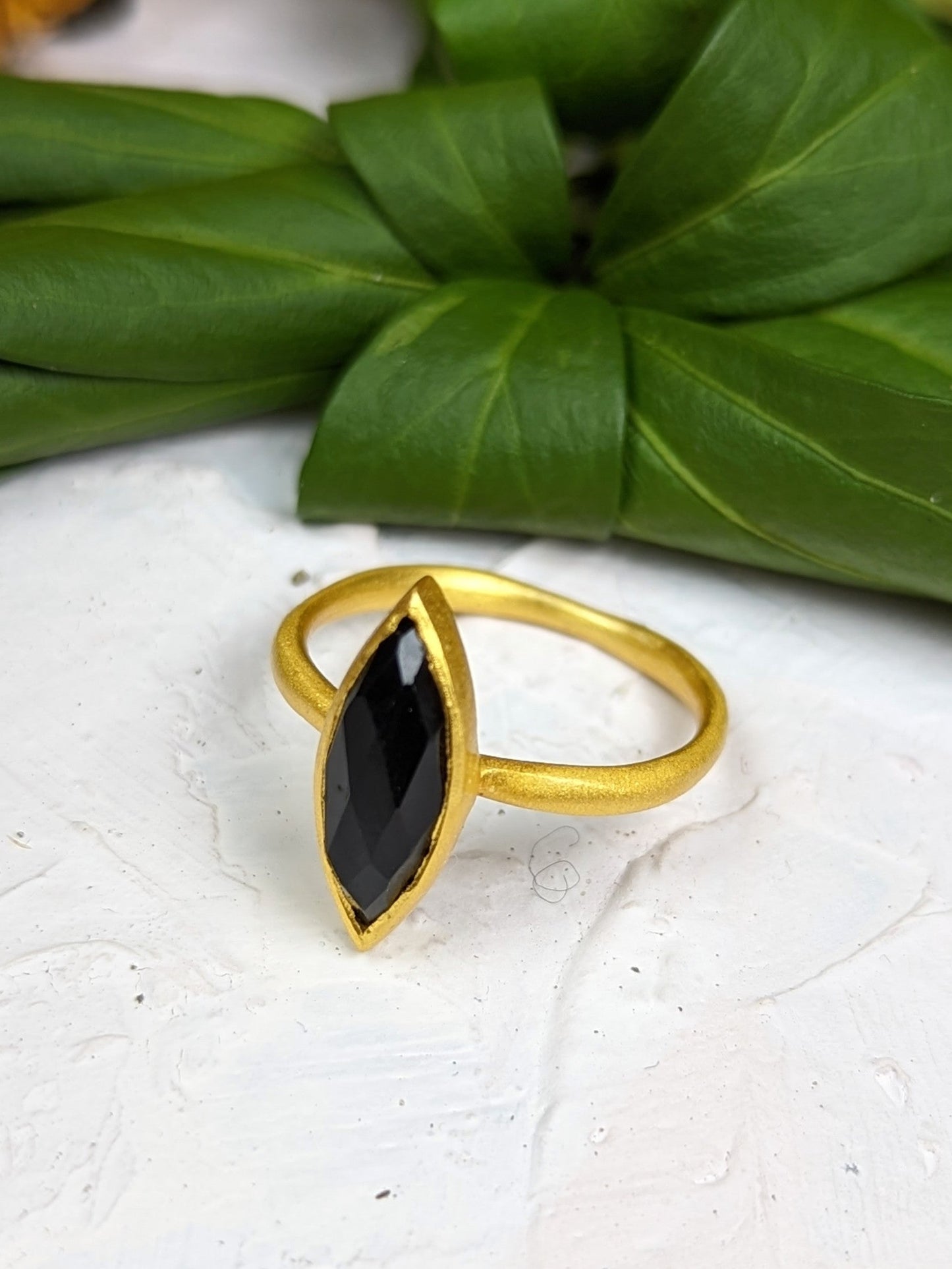 Onyx Marquis Stacking Ring by Ash & Rose