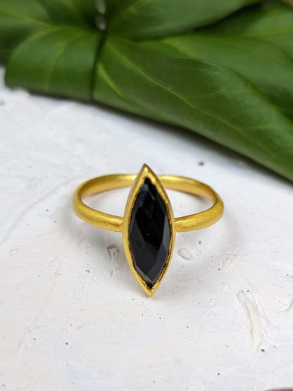 Onyx Marquis Stacking Ring by Ash & Rose