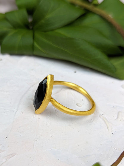 Onyx Marquis Stacking Ring by Ash & Rose