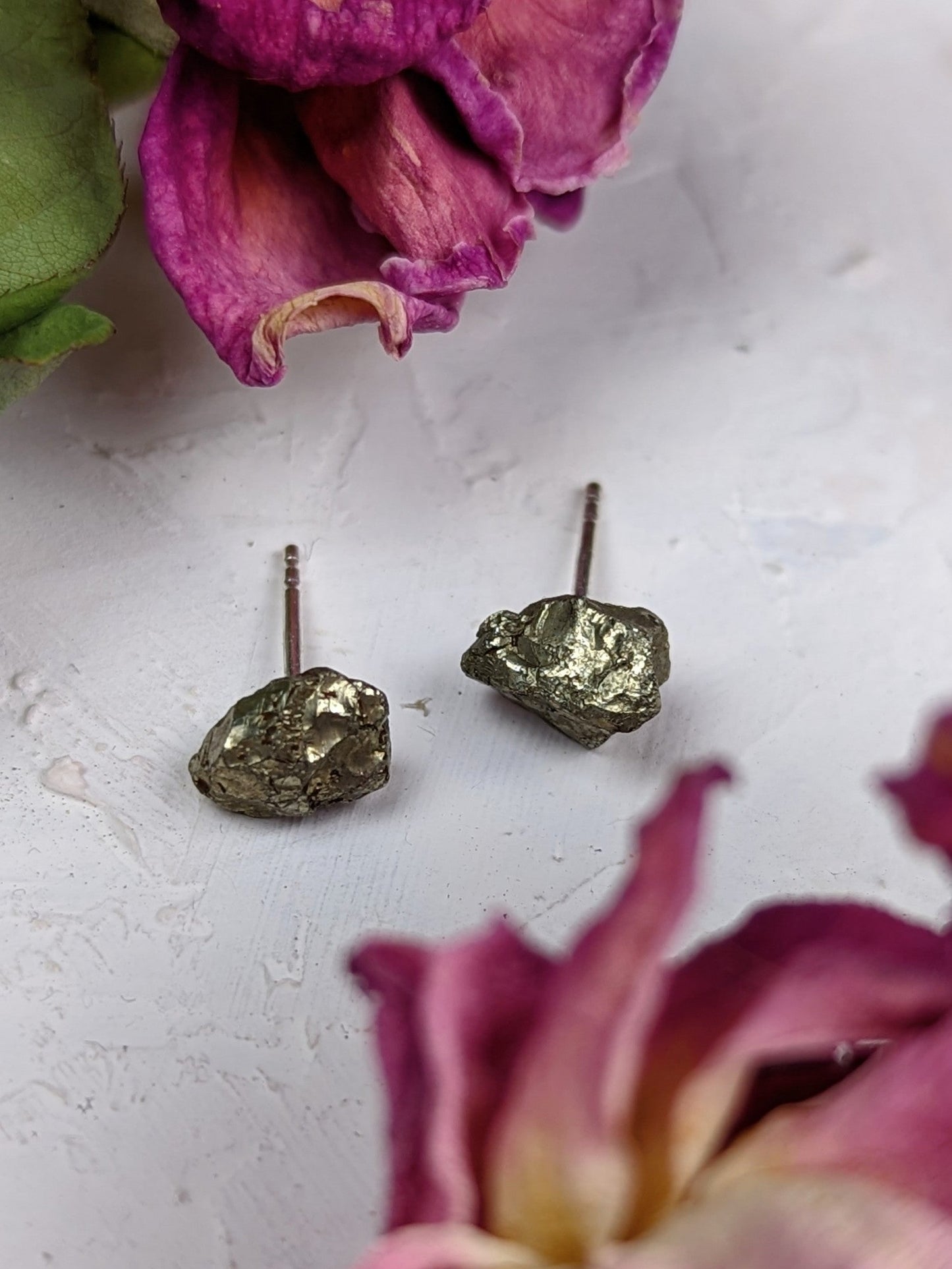 Rough Pyrite Stud Earrings - FINAL SALE by Ash & Rose