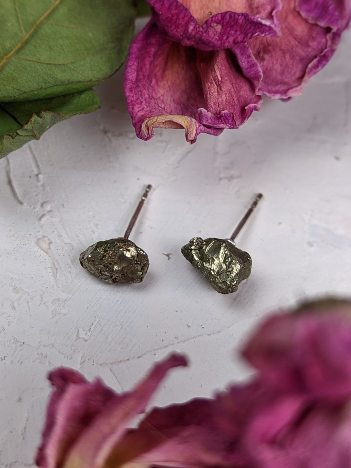 Rough Pyrite Stud Earrings - FINAL SALE by Ash & Rose