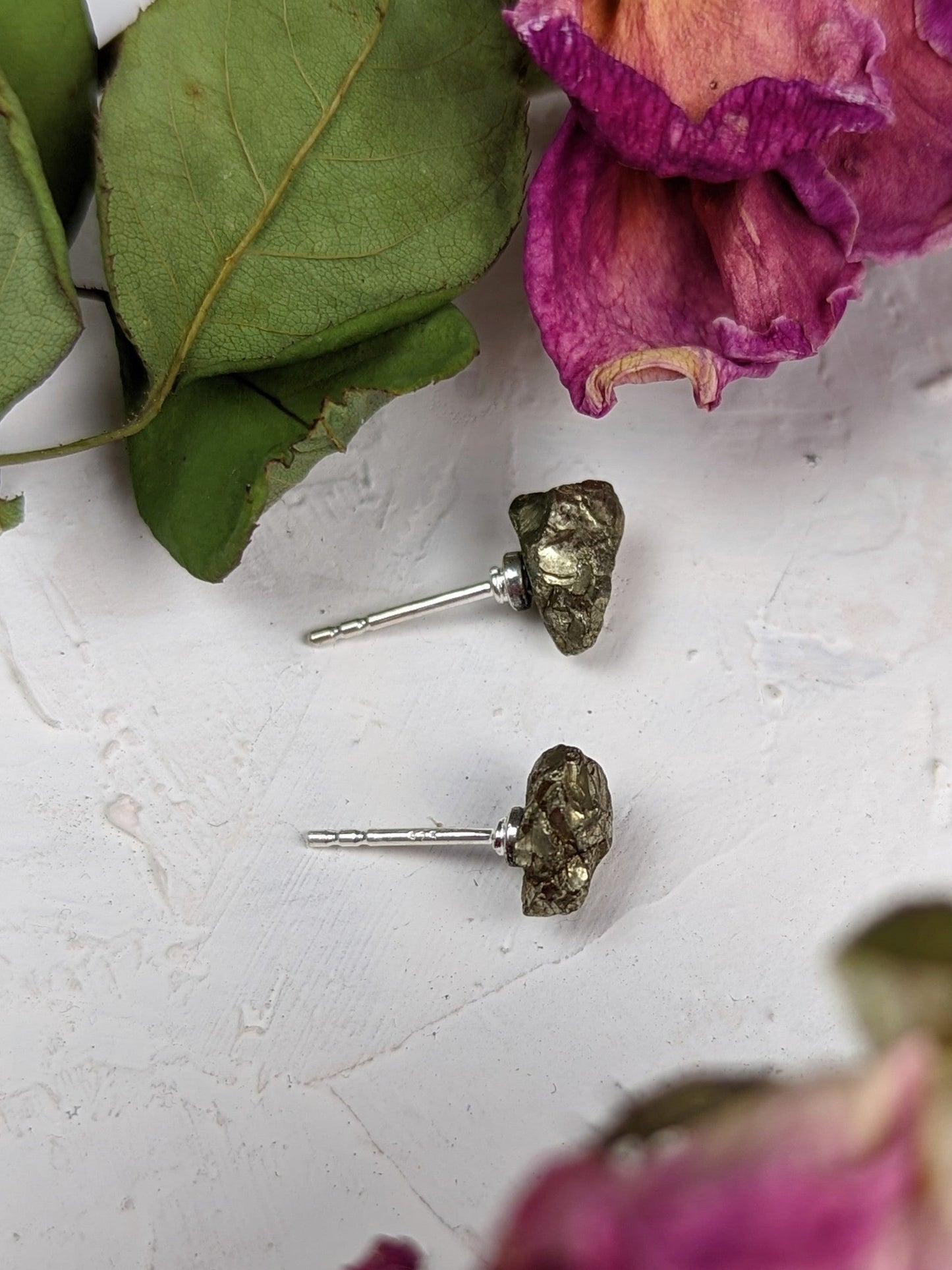 Rough Pyrite Stud Earrings - FINAL SALE by Ash & Rose