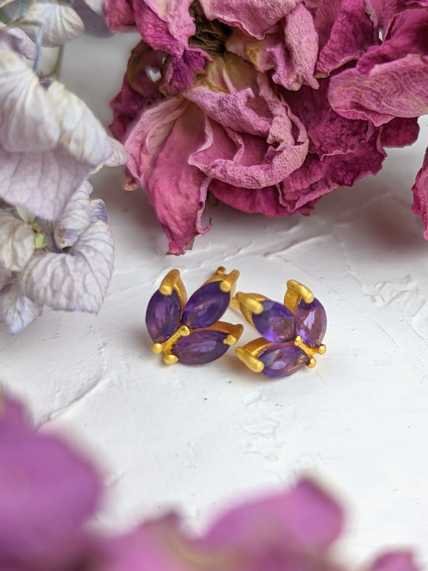 Tri Leaf Stud Earrings by Ash & Rose