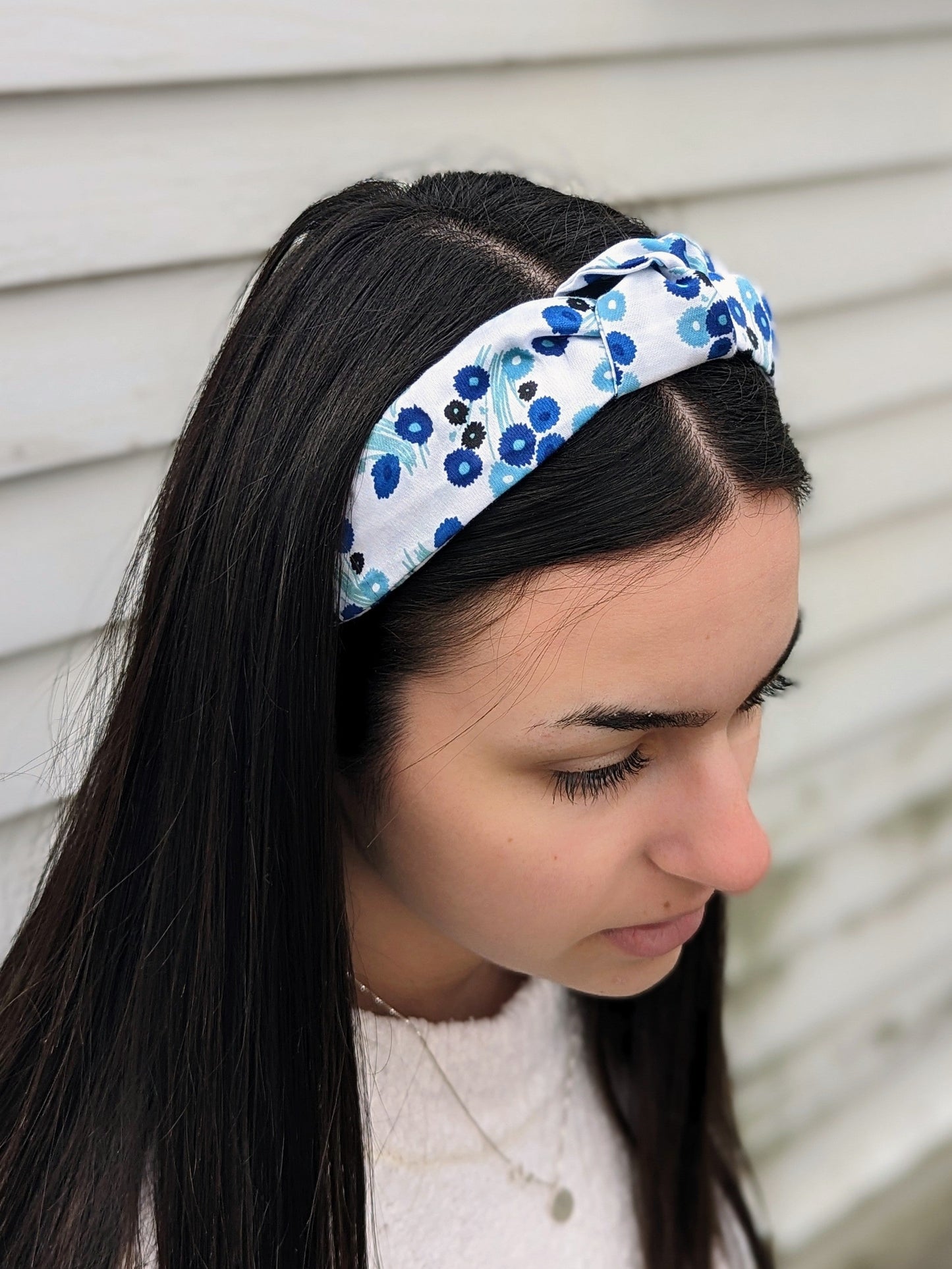 Top Knot Printed Headband - Blue Wildflowers by Ash & Rose