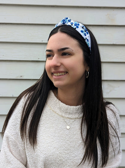 Top Knot Printed Headband - Blue Wildflowers by Ash & Rose