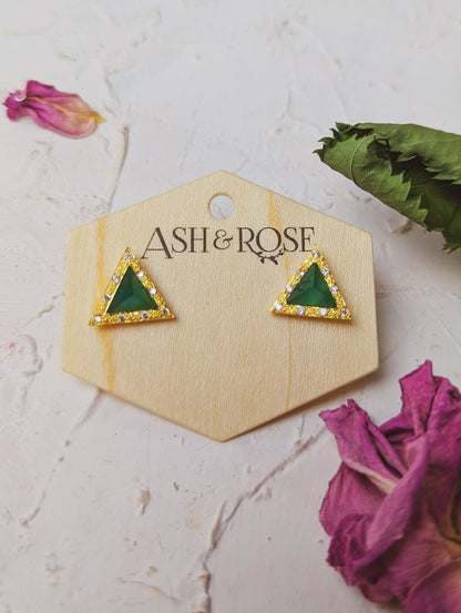 Pyramid Gem Stud Earrings by Ash & Rose