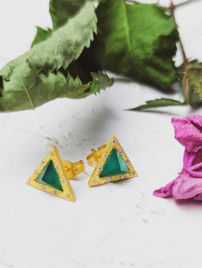 Pyramid Gem Stud Earrings by Ash & Rose