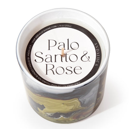 Palo Santo & Rose 14 oz. Swirl Glass Candle by Andaluca Home