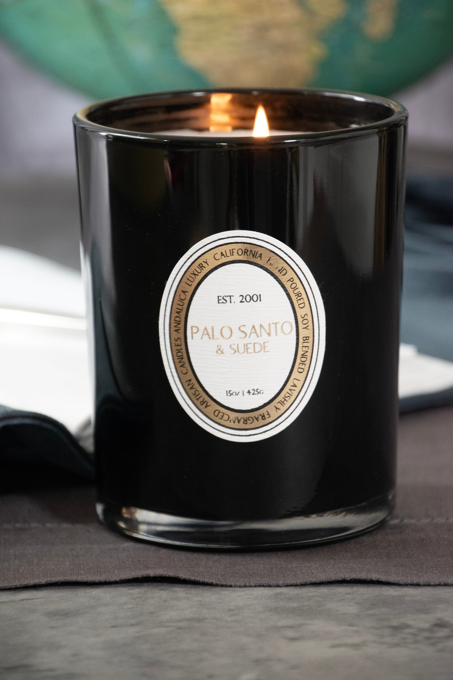 Palo Santo & Suede 15 oz. Glass Candle by Andaluca Home