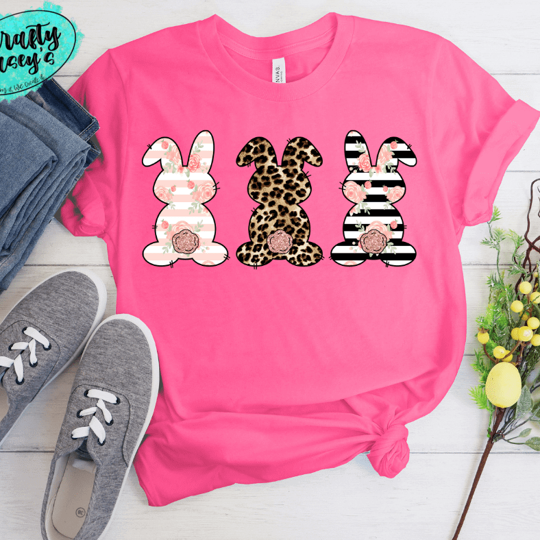 Pastel Bunny Trio-Easter -  T-shirt. by Crafty Casey's