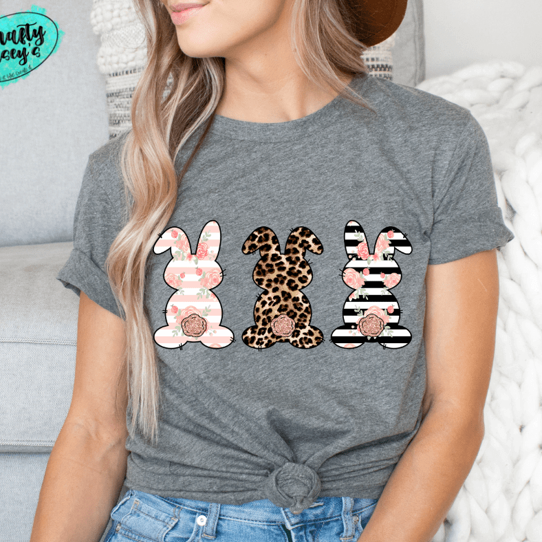 Pastel Bunny Trio-Easter -  T-shirt. by Crafty Casey's