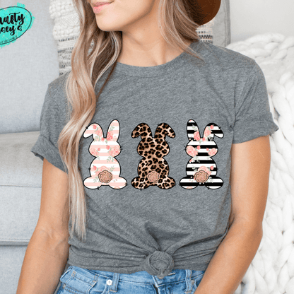 Pastel Bunny Trio-Easter -  T-shirt. by Crafty Casey's