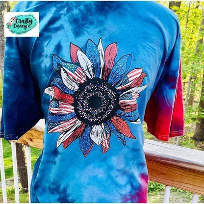 Patriotic Retro Starburst Sunflower T-shirts by Crafty Casey's