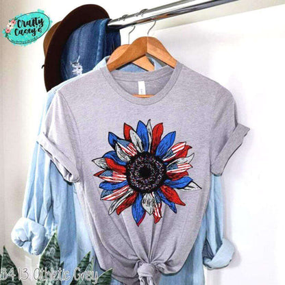 Patriotic Retro Starburst Sunflower T-shirts by Crafty Casey's