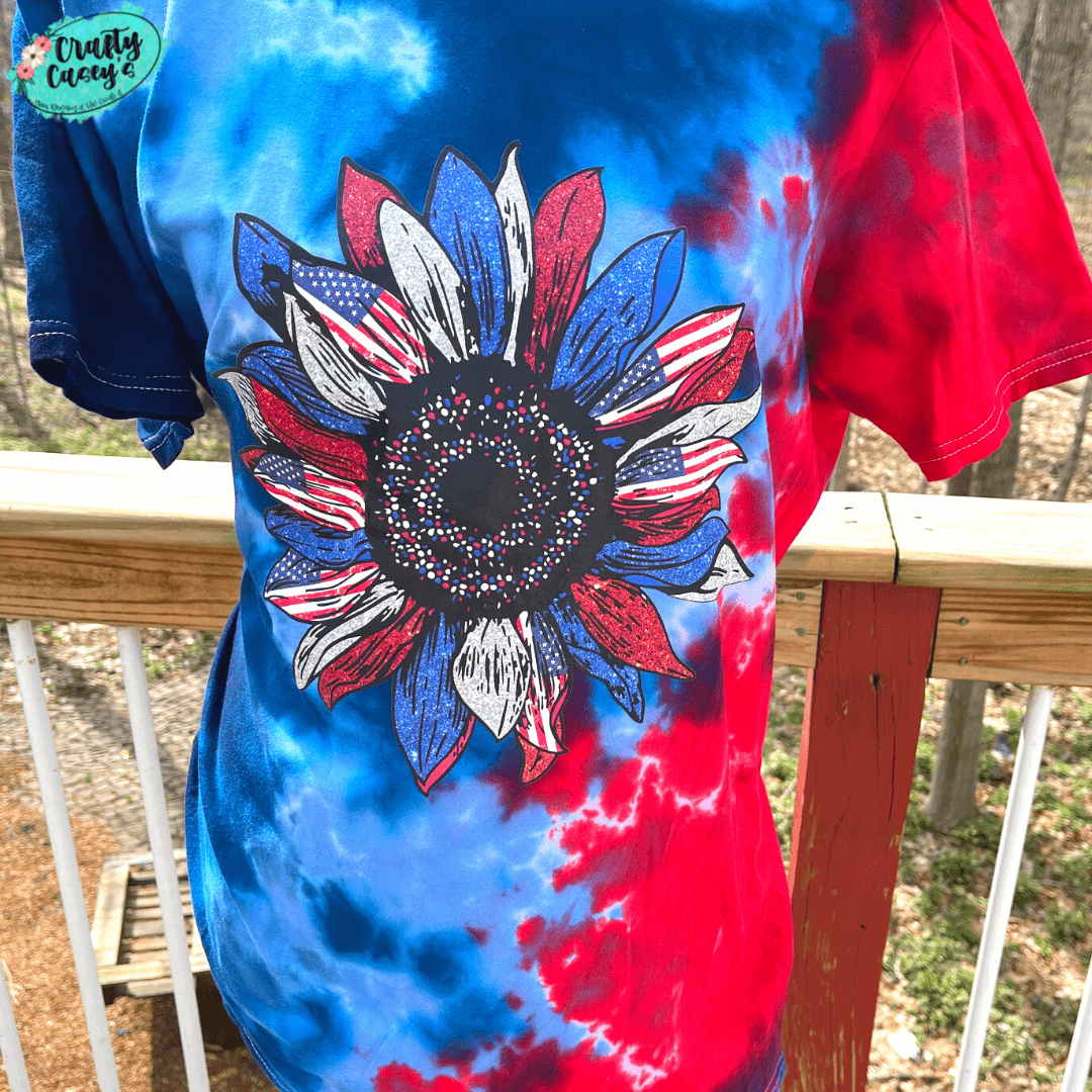 Patriotic Retro Starburst Sunflower T-shirts by Crafty Casey's