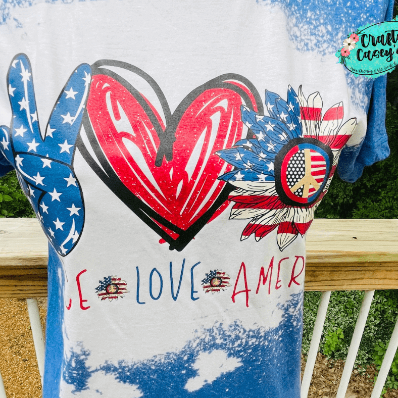 Peace Love America Sunflower Patriotic Tee by Crafty Casey's