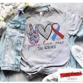 Peace Love Child Heart Disease Awareness- T-shirts by Crafty Casey's