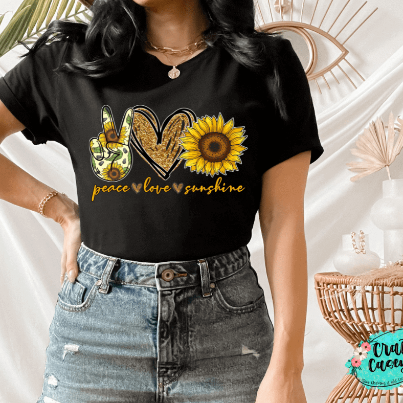 Peace Love Sunflower Retro Tee by Crafty Casey's