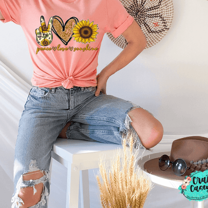 Peace Love Sunflower Retro Tee by Crafty Casey's