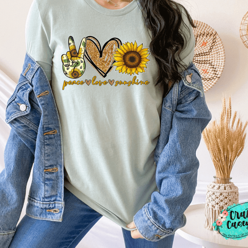 Peace Love Sunflower Retro Tee by Crafty Casey's