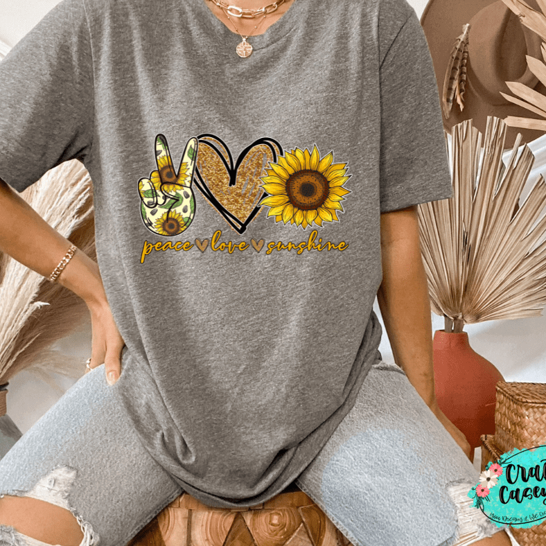 Peace Love Sunflower Retro Tee by Crafty Casey's