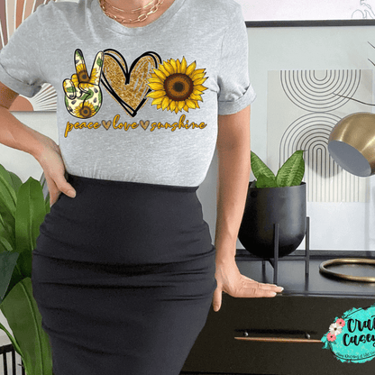 Peace Love Sunflower Retro Tee by Crafty Casey's