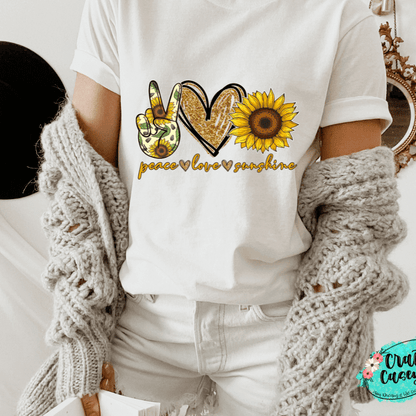 Peace Love Sunflower Retro Tee by Crafty Casey's