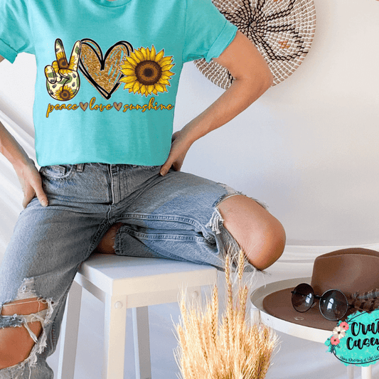 Peace Love Sunflower Retro Tee by Crafty Casey's