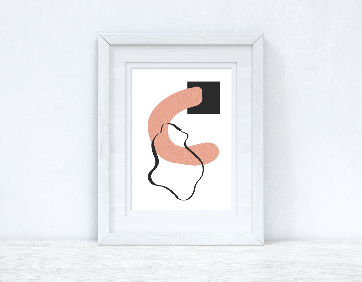 Peach Pink & Black Abstract 6 Colour Shapes Home Wall Decor Print by WinsterCreations™ Official Store