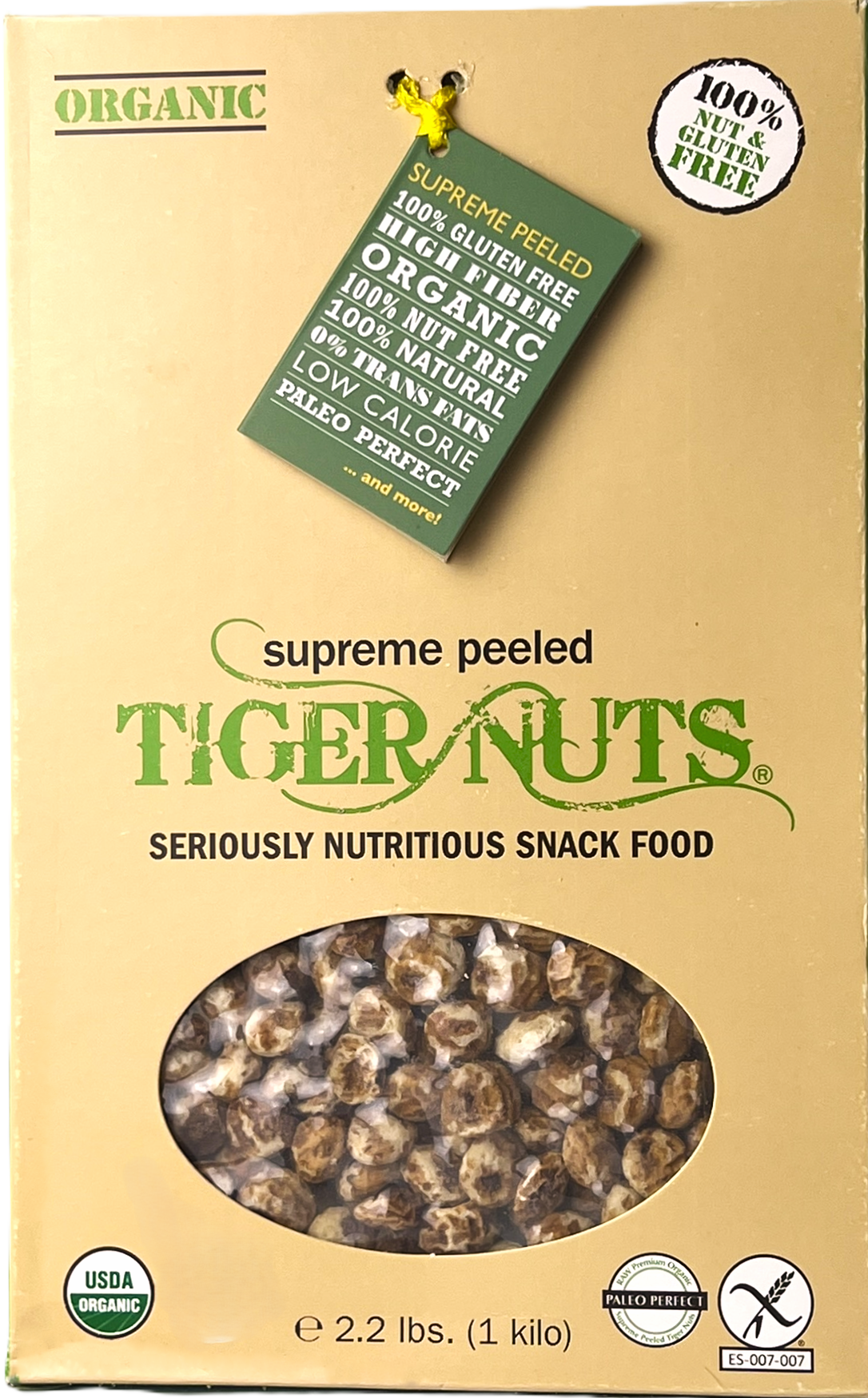 Tiger Nuts Supreme Peeled Tiger Nuts in 1 kilo box (2.2 lbs) - 10 boxes by Farm2Me