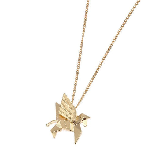 Pegasus Geometric Pendant Necklace in a Gift Box | Gold or Rose Gold) by The Bullish Store