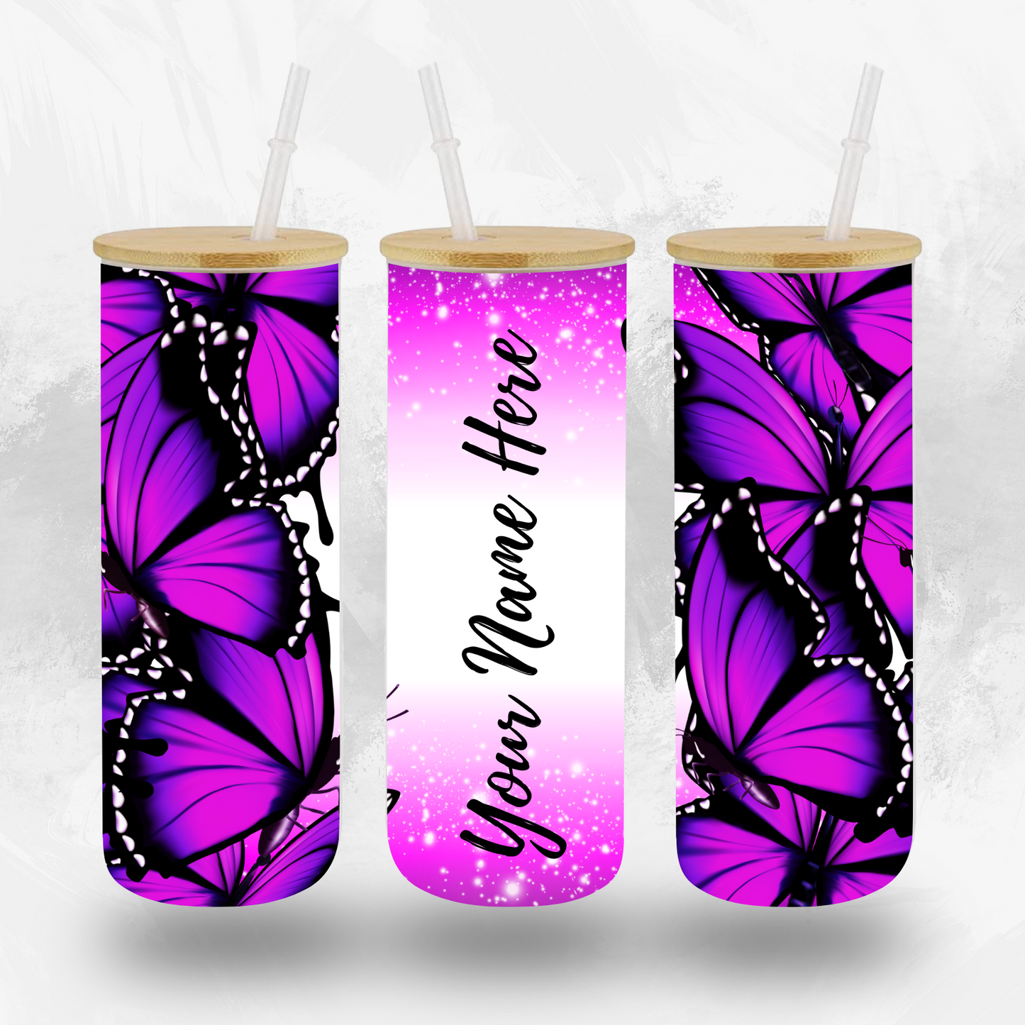 Personalized Mom Butterfly Glass Tumbler by Crafty Casey's