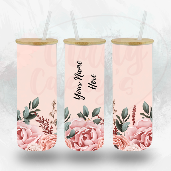 Personalized Roses Glass Tumbler by Crafty Casey's