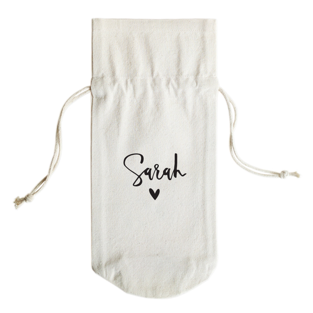 Personalized Name with Heart Canvas Wine Bag by The Cotton & Canvas Co.