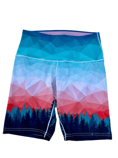 Treeline Trail Biker Yoga Shorts by Colorado Threads Clothing