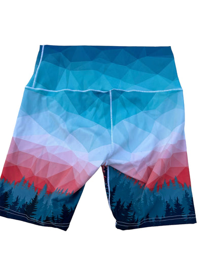 Treeline Trail Biker Yoga Shorts by Colorado Threads Clothing