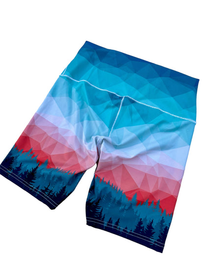 Treeline Trail Biker Yoga Shorts by Colorado Threads Clothing