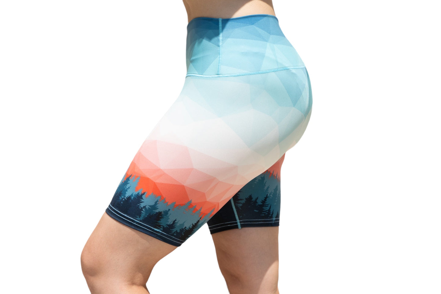 Treeline Trail Biker Yoga Shorts by Colorado Threads Clothing