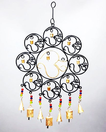 OM Brass Bells with glass beads wall hanging by OMSutra