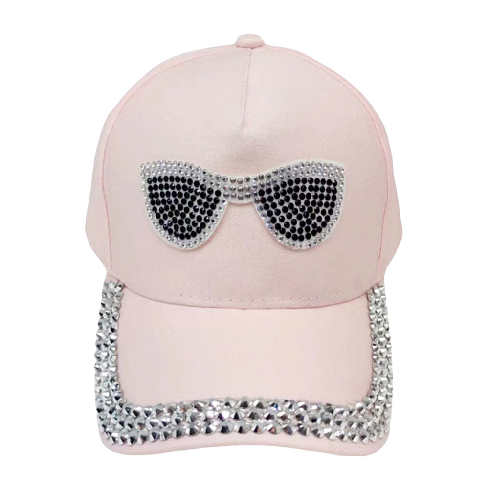 Bling Sunglasses Accented Studded Baseball Cap by Madeline Love