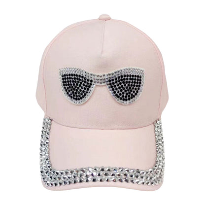 Bling Sunglasses Accented Studded Baseball Cap by Madeline Love