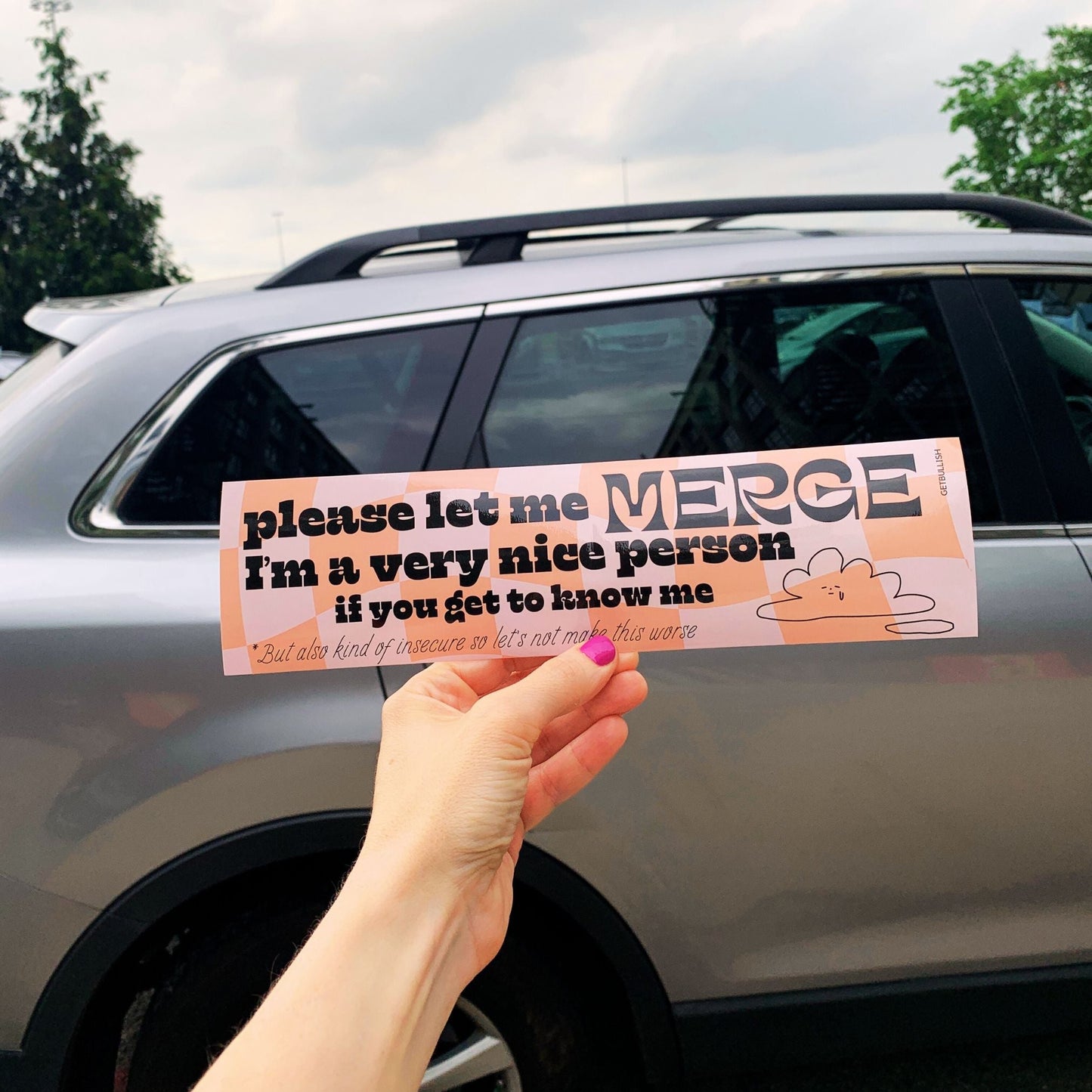 Please Let Me Merge I'm a Very Nice Person Bumper Sticker by The Bullish Store