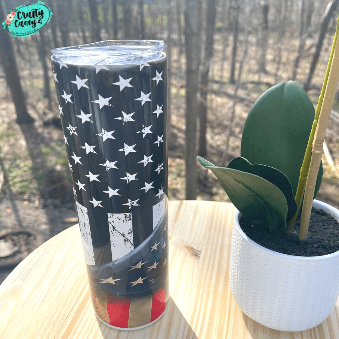 Police Blue Line U.S. Flag Tumbler by Crafty Casey's