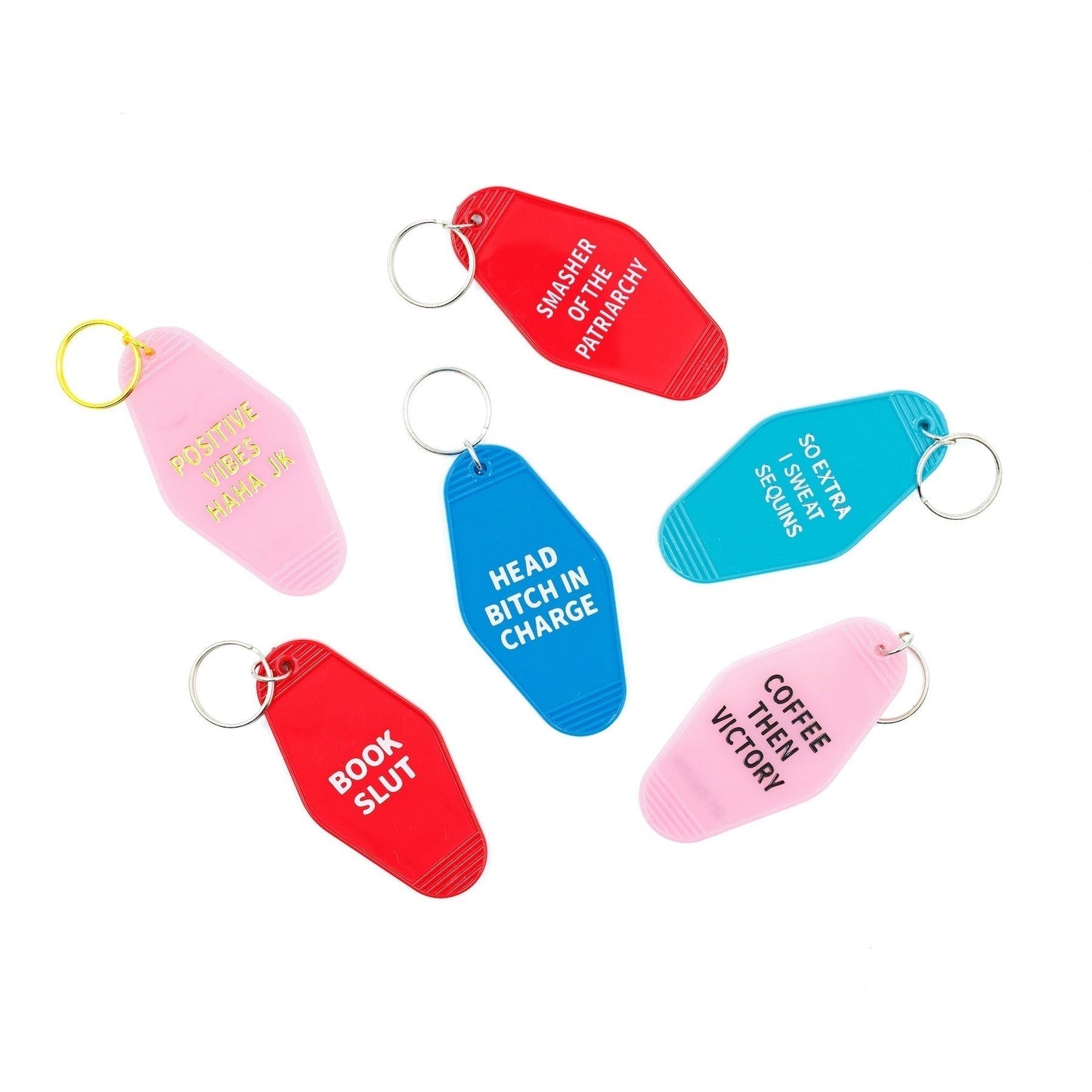 Positive Vibes Haha JK Motel Keychain in Pink by The Bullish Store