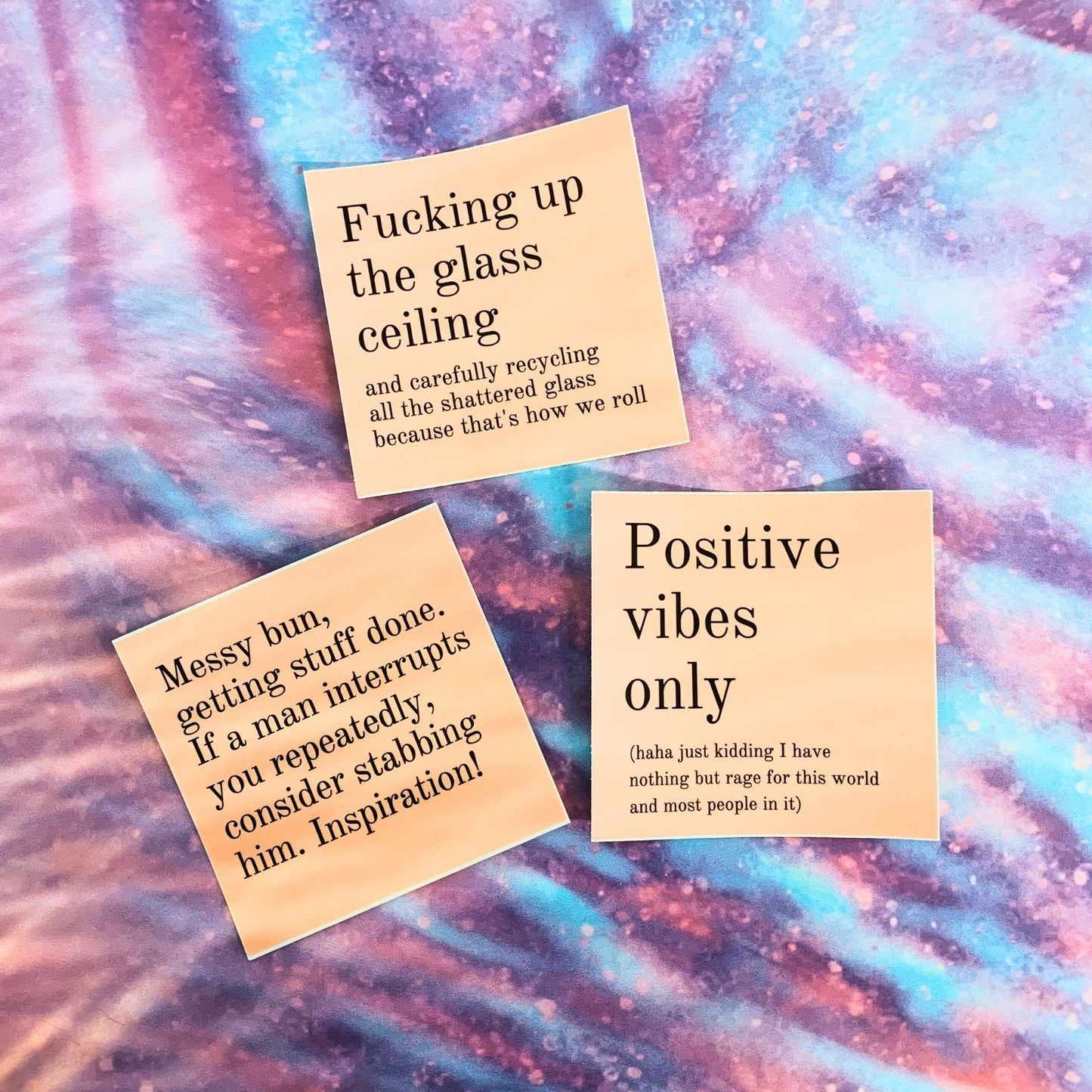 Positive Vibes Only (Plus Rage) Vinyl Weatherproof Sticker in Blush Pink by The Bullish Store